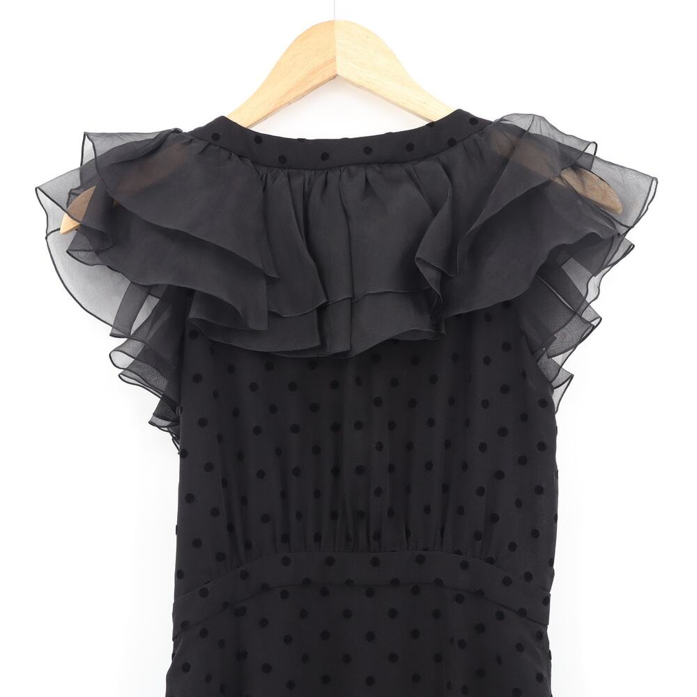 Alessandra Rich Women's Silk/Lace Polka Dot Midi Dress Black Sz 38 US Sz 2 - Picture 4 of 11
